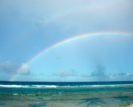 Rainbow, ocean-side, Kwajalein, RMI, © Sue Rosoff, all rights reserved