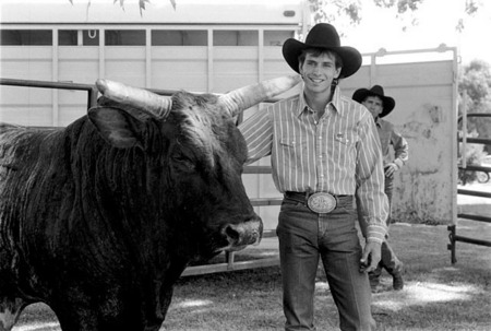 Red Rock and Lane Frost with John Growney behind, San Jose 1988
© Sue Rosoff, all rights reserved